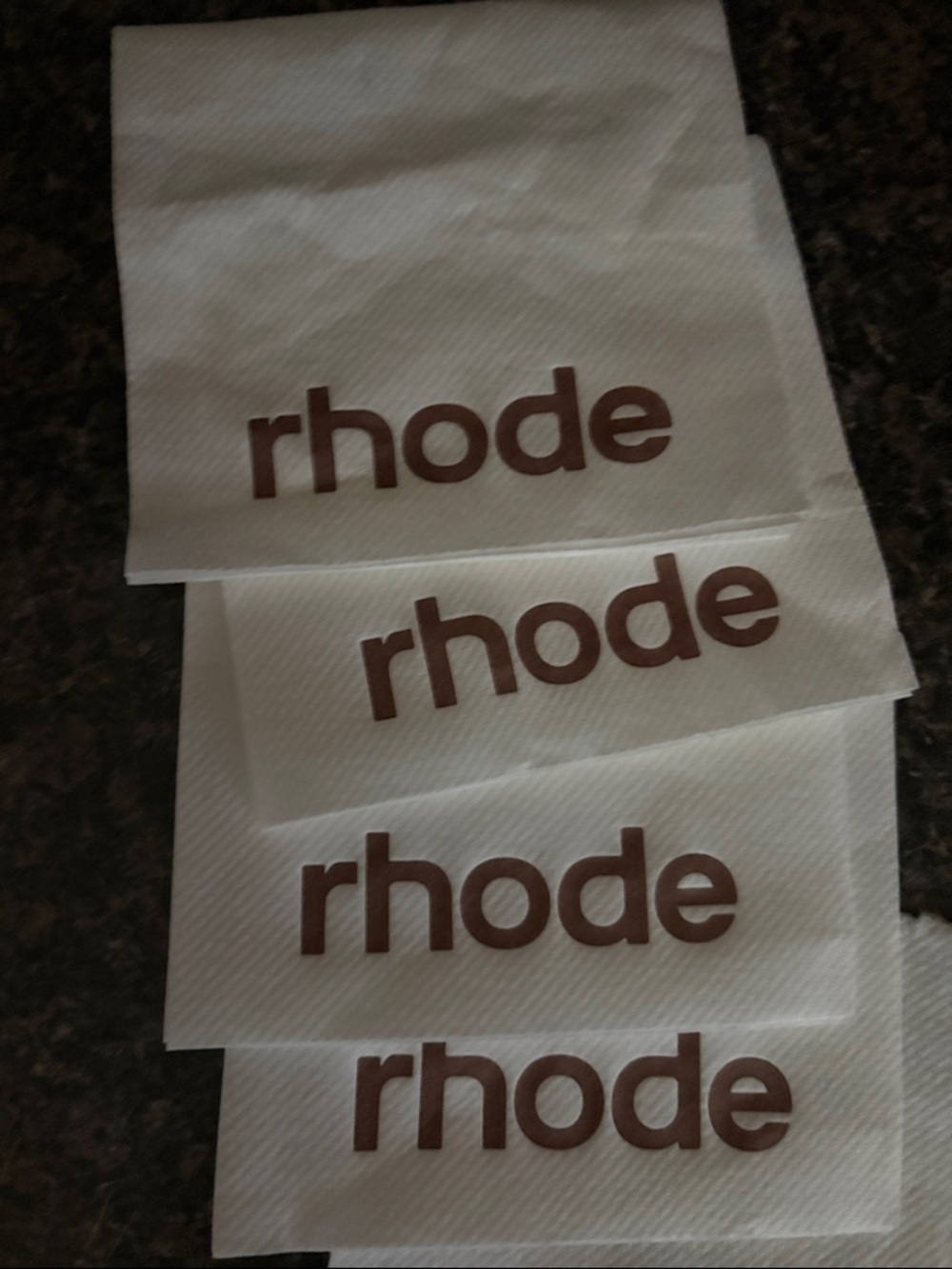 RHODE White Napkins with Brown Logo